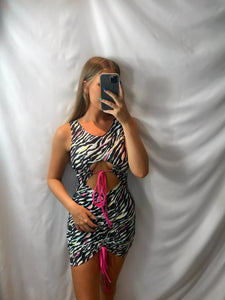Neon Safari Cutout Dress